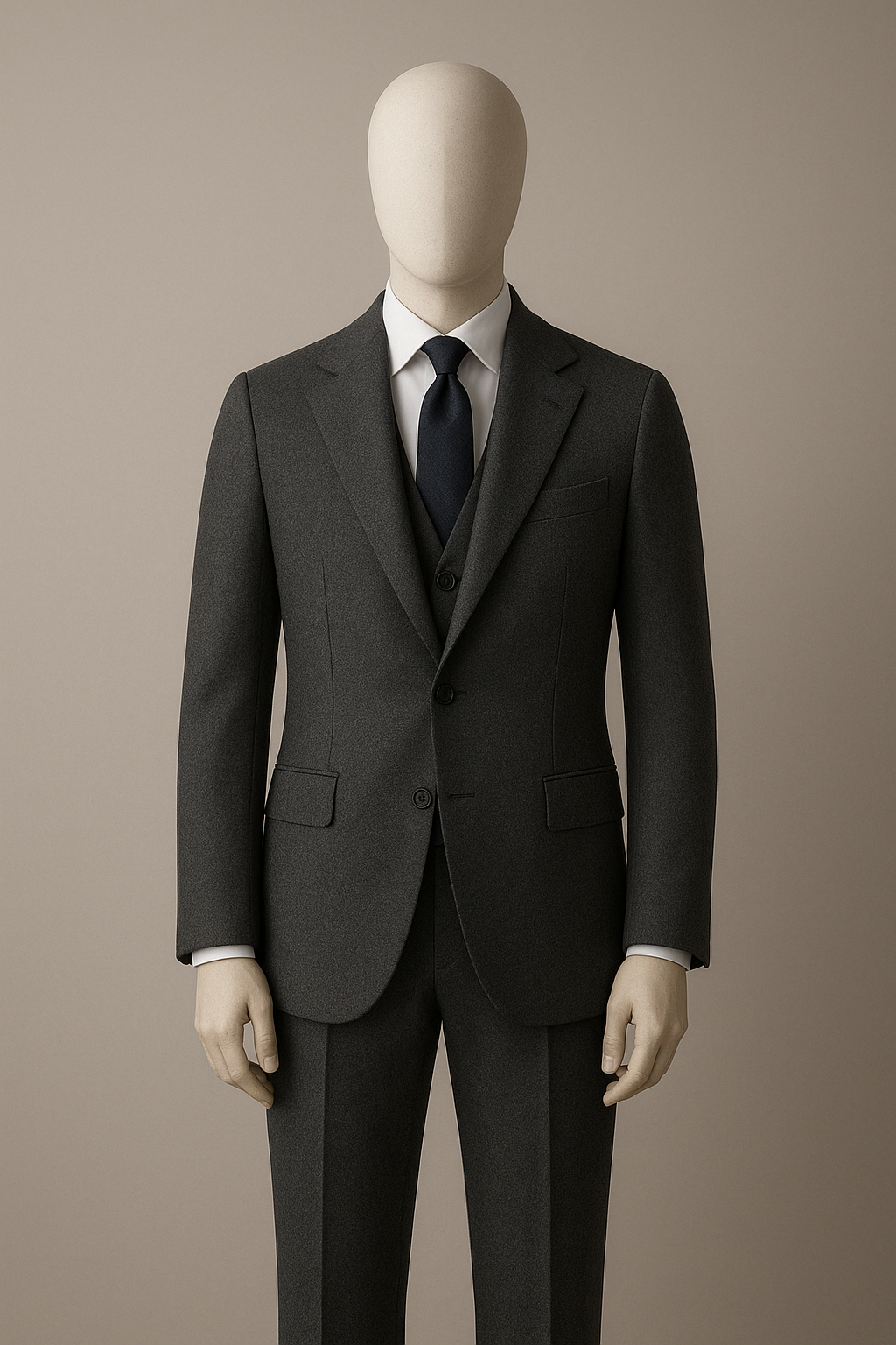 THREE PIECE SINGLE BREASTED SUIT (NOTCH LAPEL&TWO BUTTONS)
