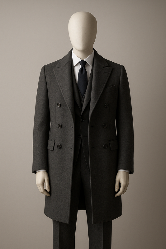 FOUR PIECE (overcoat, suit, waistcoat & pants)
